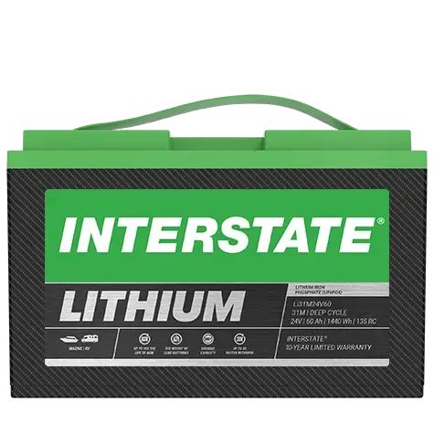Group 31M 24V 60Ah lithium deep-cycle RV battery