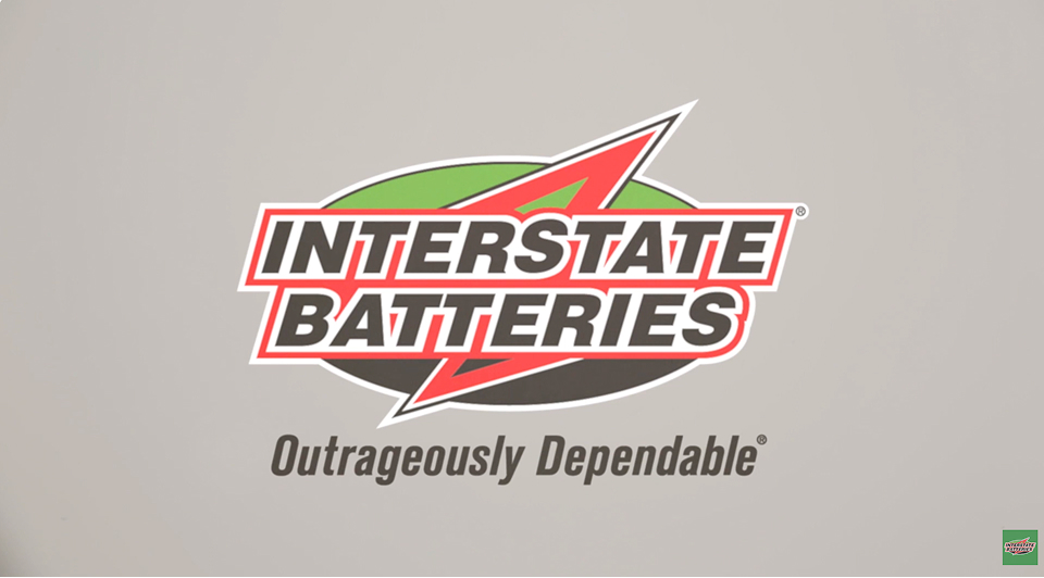 Interstate Batteries logo above Outrageously Dependable