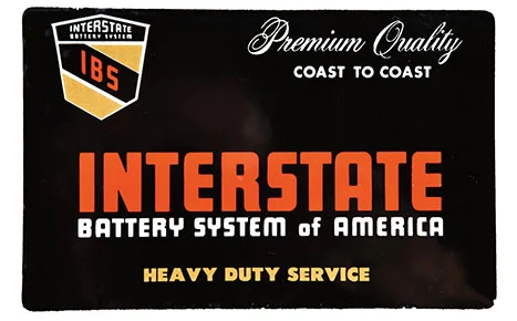 Vintage Interstate Battery System of America (IBSA) product label from 1963