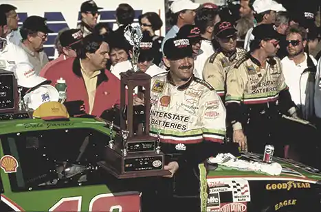 Interstate Batteries 1993 history milestone celebrating Dale Jarrett winning the Daytona 500 for Joe Gibbs Racing