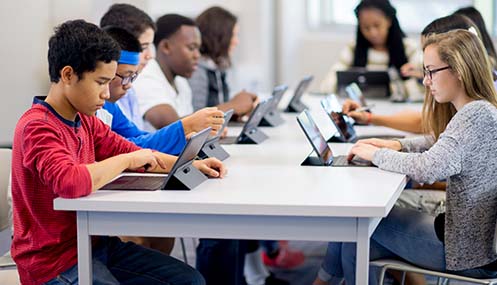 students using iPads