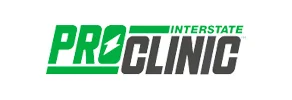 Interstate ProClinic logo in green and gray text with a lightning bolt symbol inside the letter O