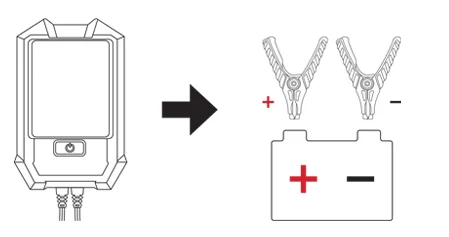 Step 2 guide for the Interstate Batteries Wave tester, showing how to select battery specs and testing criteria in the mobile app