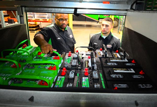 Unloading Batteries out of an Interstate Batteries truck