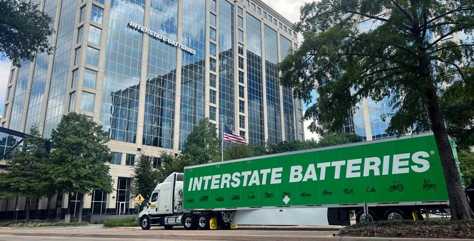 Exterior view of the Interstate Batteries corporate support center building, highlighting centralized operations and distributor infrastructure