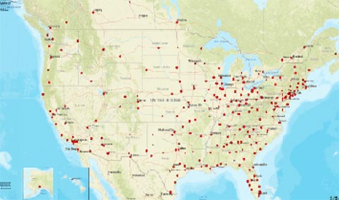 Business battery recycling map