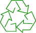 White recycling logo outlined in green