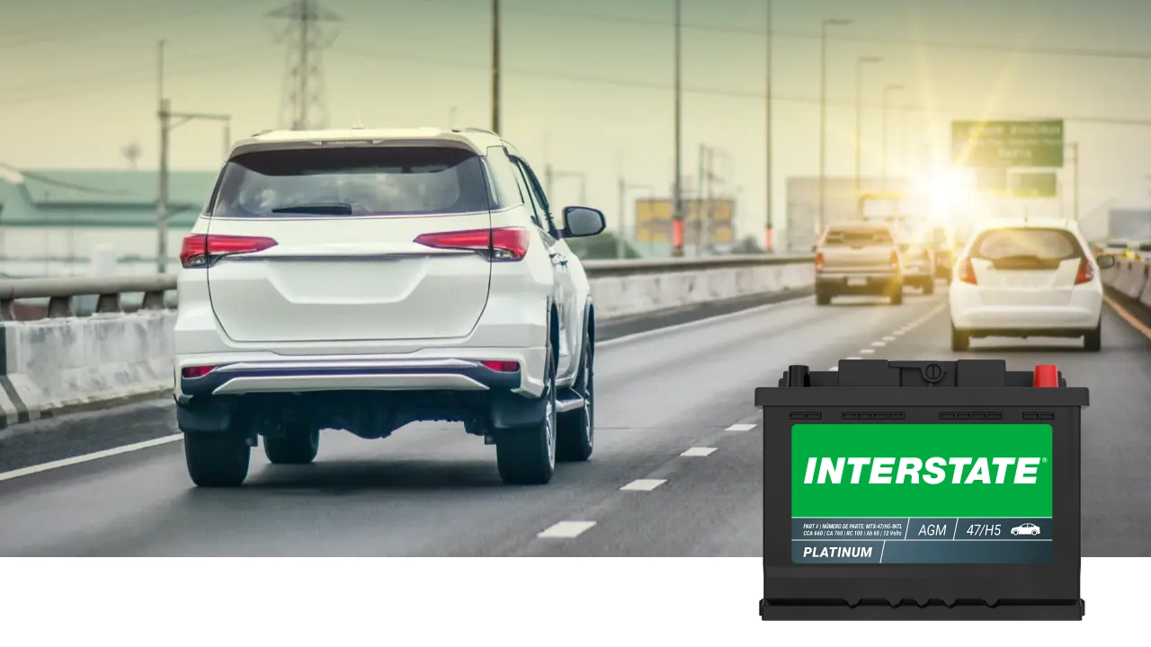 image of car on highway with Interstate MTX battery