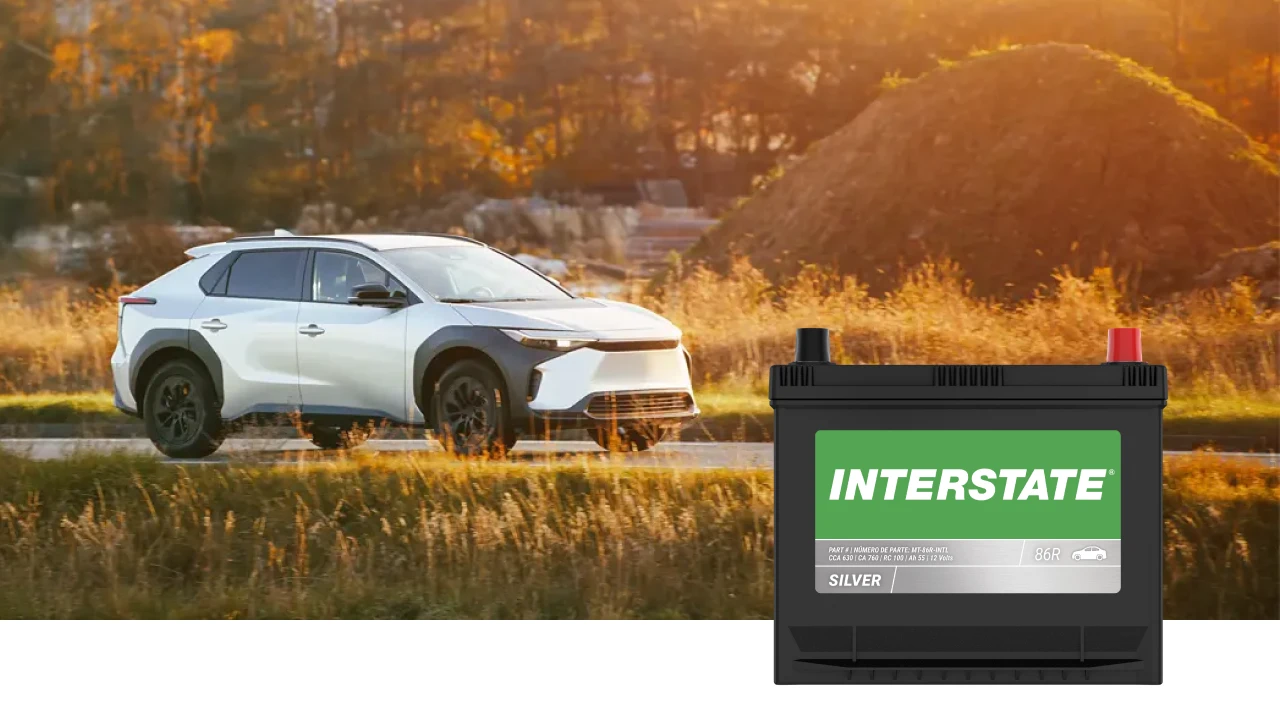 image of car on road with Interstate MT battery