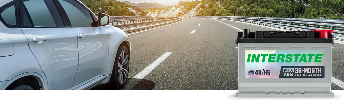 image of car on highway with Interstate MTX battery