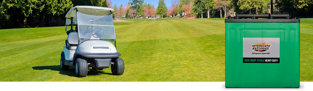 Image with golf cart and Interstate High Cycle Battery