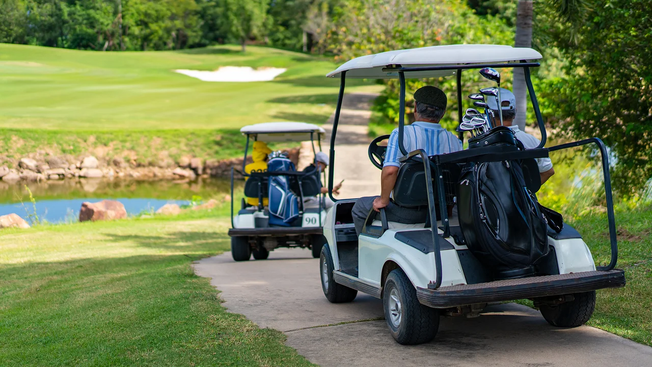 Image of golf cart on golf course