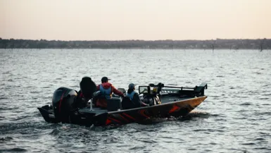 Image of boat in water with Interstate Marine Deep Cycle Battery