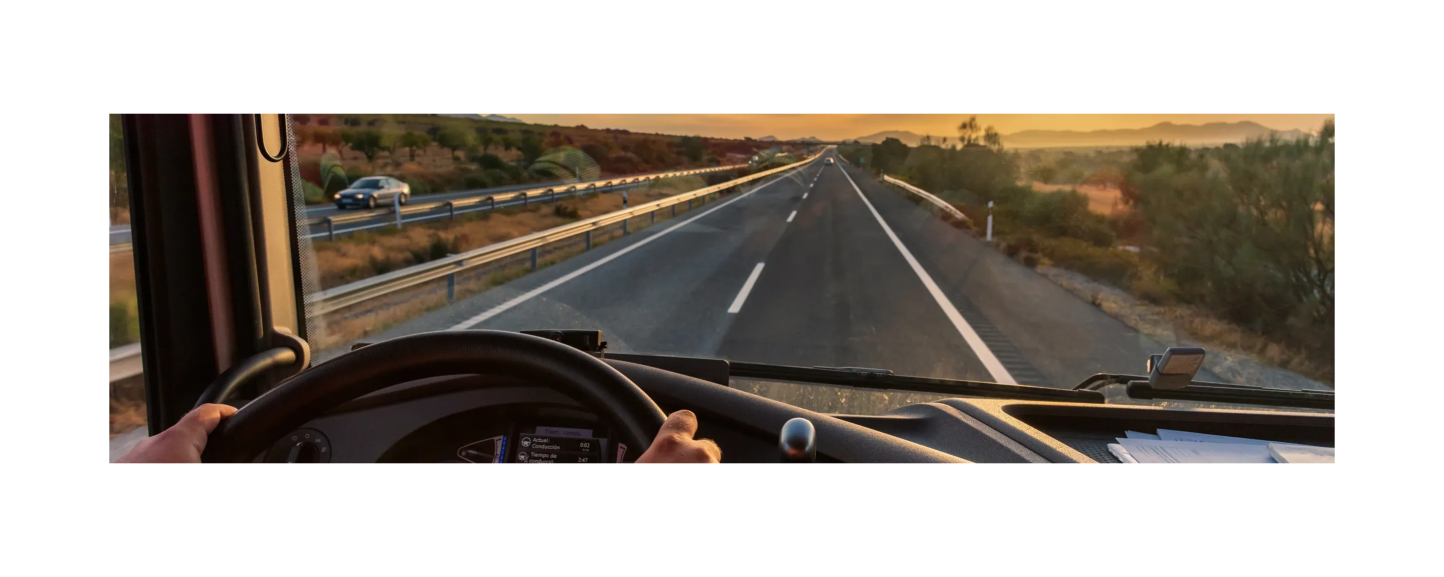 driver's hands on steering wheel
