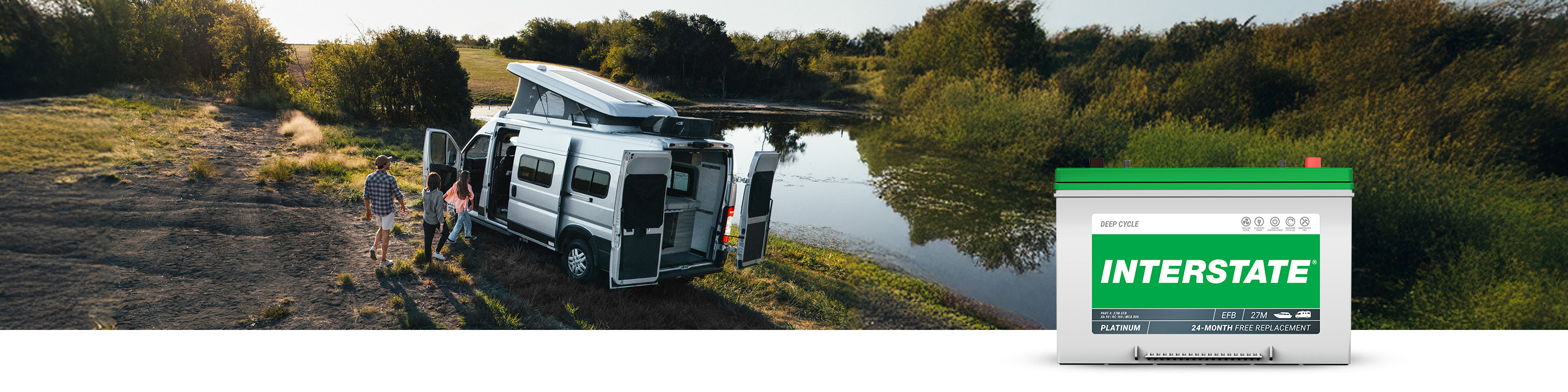image of parked rv with Interstate Deep-Cycle Battery 