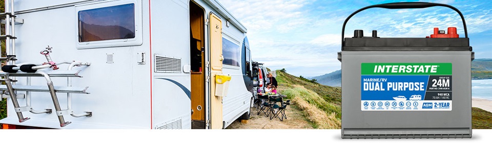 image of rv with Interstate Dual-Purpose Battery
