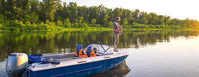 Fishing from a boat