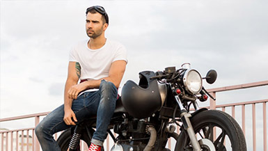 Biker Sitting on a Motorcycle