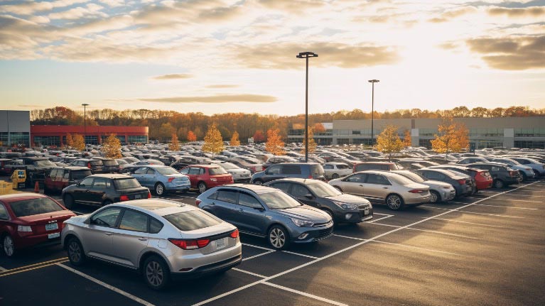 crowded parking lot