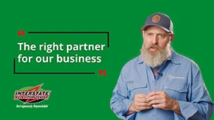 Interstate Batteries customer testimonial reading “The right partner for our business”