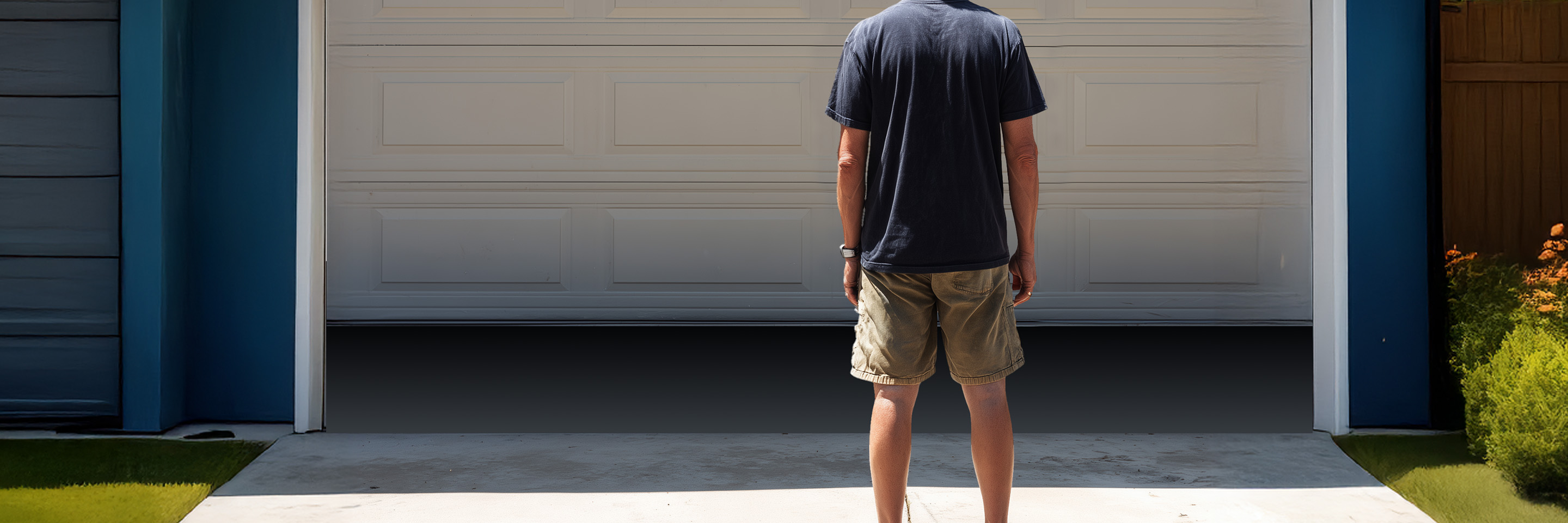 person waiting for garage door to open