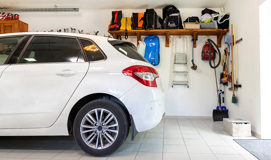 Car sitting in garage