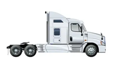 Interstate commercial semi-truck used for freight transportation and logistics
